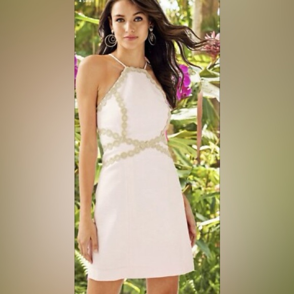 Lilly Pulitzer White and Gold Mini Dress